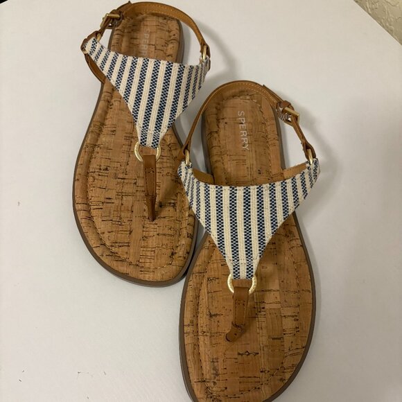 Sperry T-bar Striped Sandal - Size 8.5 - Picture 2 of 6
